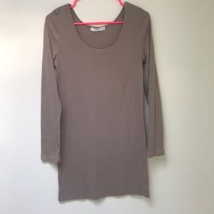 Nude Body Con Long Sleeve Dress